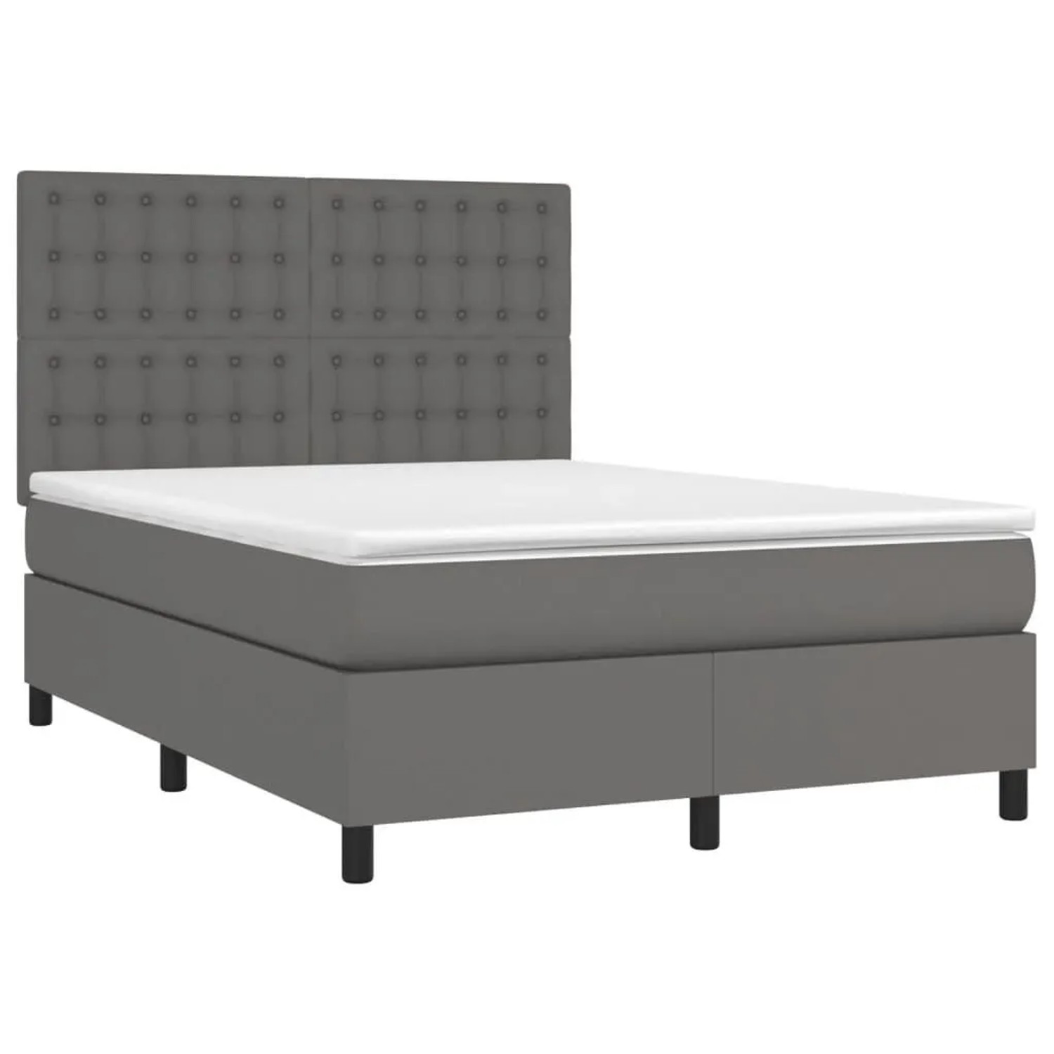 vidaXL Boxspringbett mit Matratze Grau 140x200 cm Kunstleder 3142849 günstig online kaufen