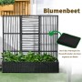 Schwarzer Outsunny Blumenkasten mit Spalier aus PE-Rattan und Stahl, 103x103x29cm.