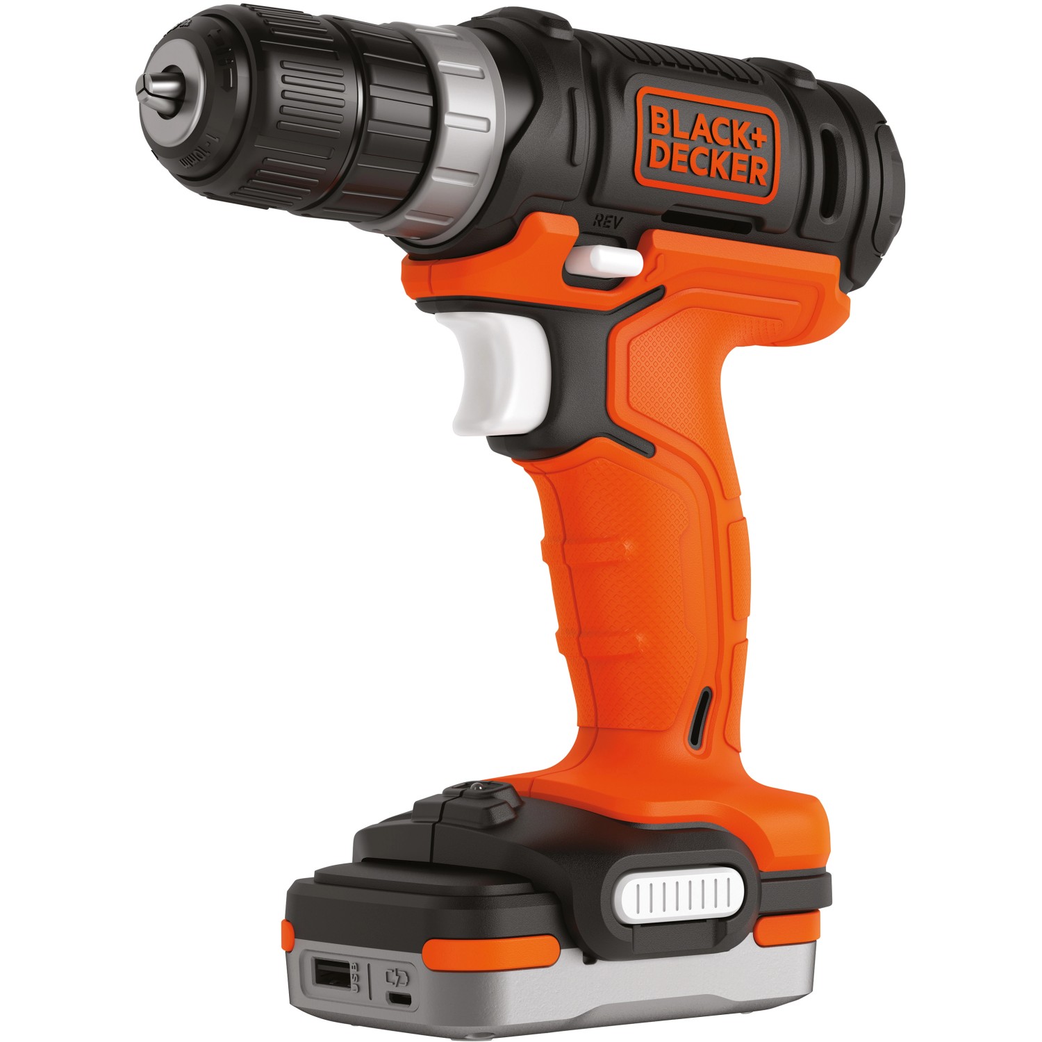 Black+Decker Akku-Bohrschrauber BDCDD12USB Solo, orange-schwarz. Akkuschrauber ohne Akku.