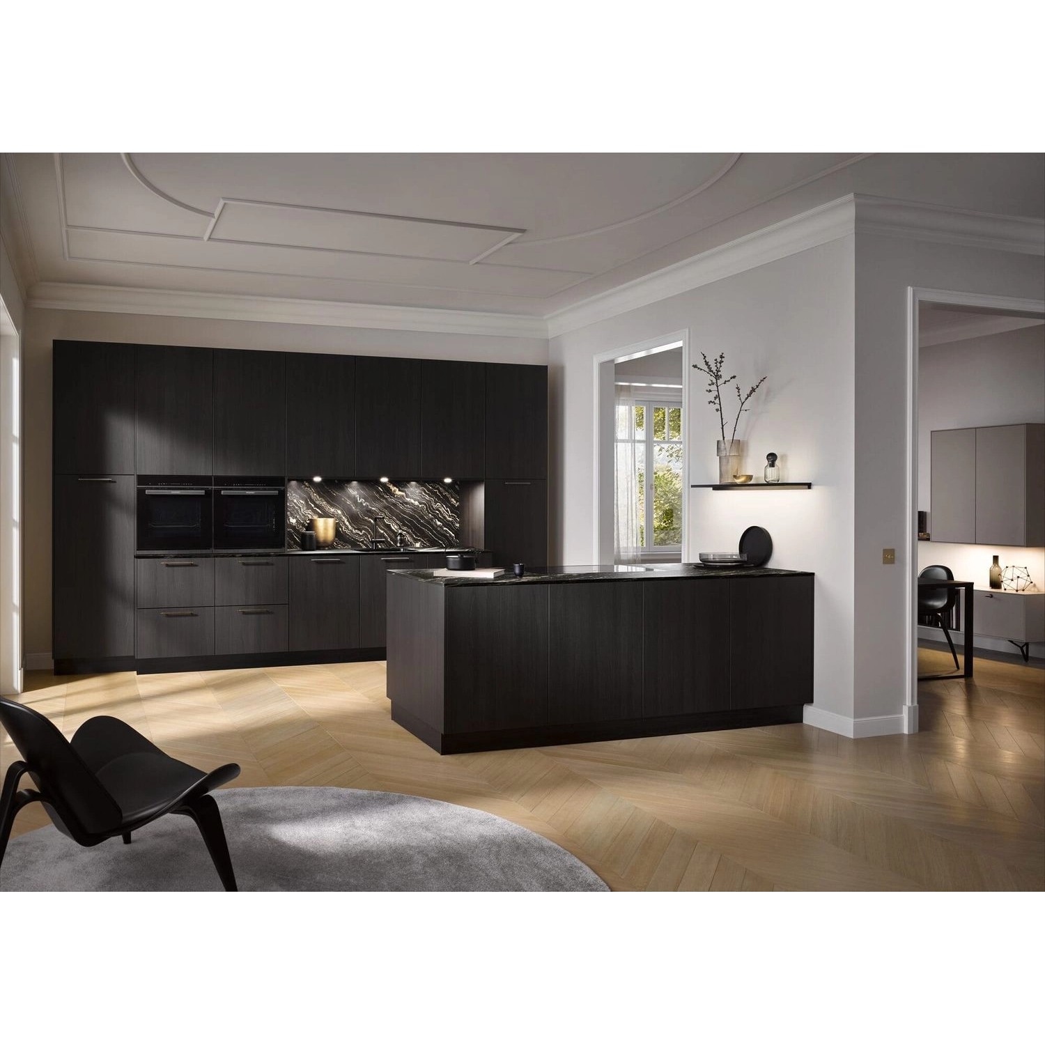 Moderne Küche mit NOEL & MARQUET NMC AD23 Eckleisten (26 m) für indirekte Beleuchtung.