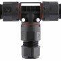 Wasserdichter T-Stecker IP68 für Kabel 3 x 1,0-2,5 mm² in Schwarz.