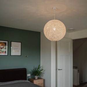QAZQA Pendelleuchte im Landhausstil Weiße Kugel 60cm Corda