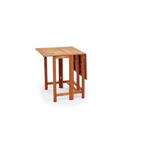 Doppelklappentisch Porto aus Eukalyptusholz für Balkon und Terrasse, platzsparend.