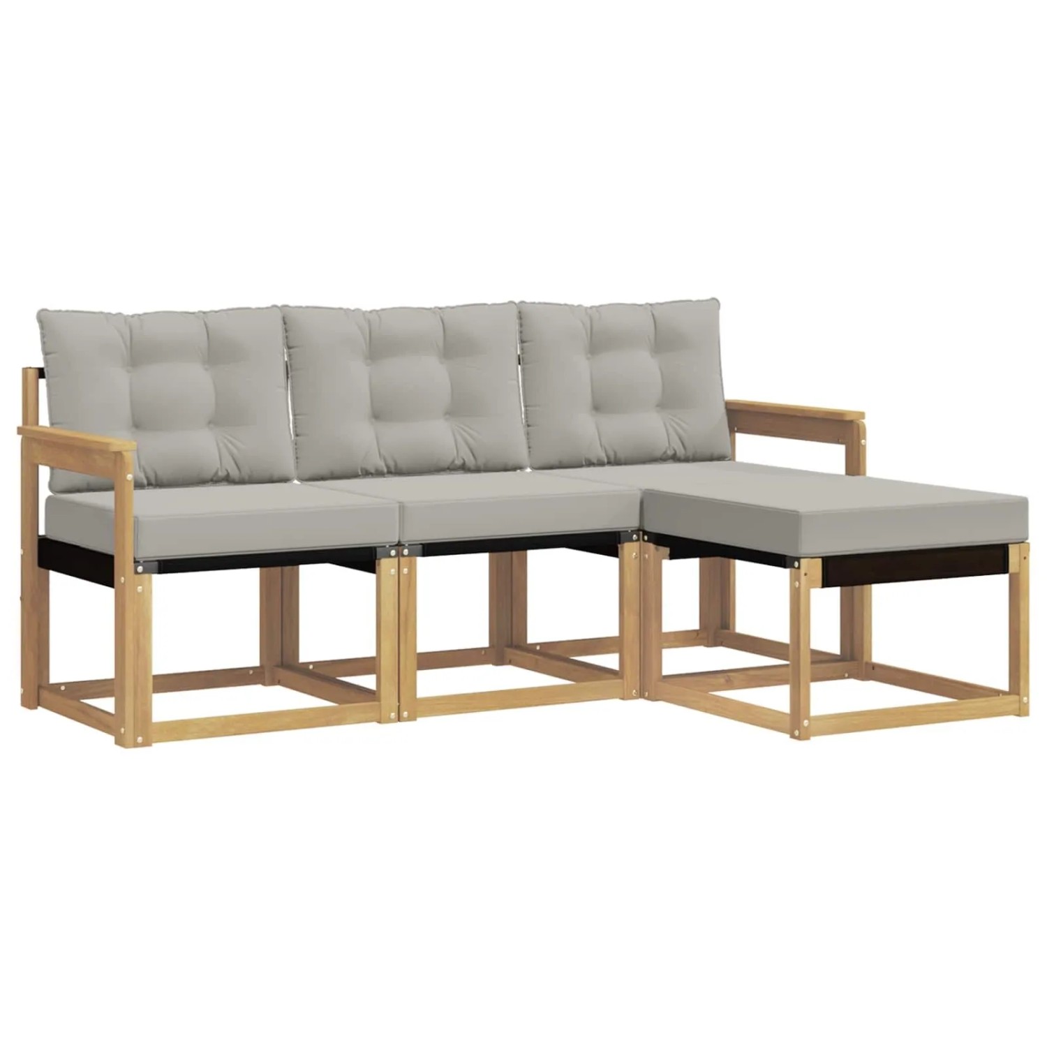 vidaXL Outdoor-Sofagarnitur mit Kissen 4-Tlg Weiß und Hellgrau 3389349