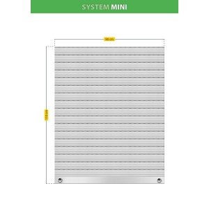 Schellenberg Rollladenpanzer Mini, PVC grau, 110x90cm, mit Maßangaben.