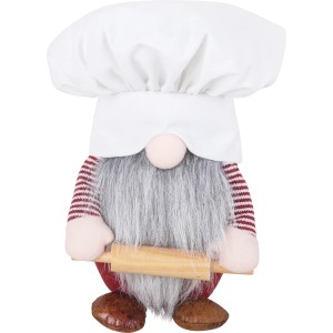 Mehrfarbiger Deko-Weihnachtsmann als Koch mit Nudelholz, 49cm hoch, Weihnachtsdekoration.