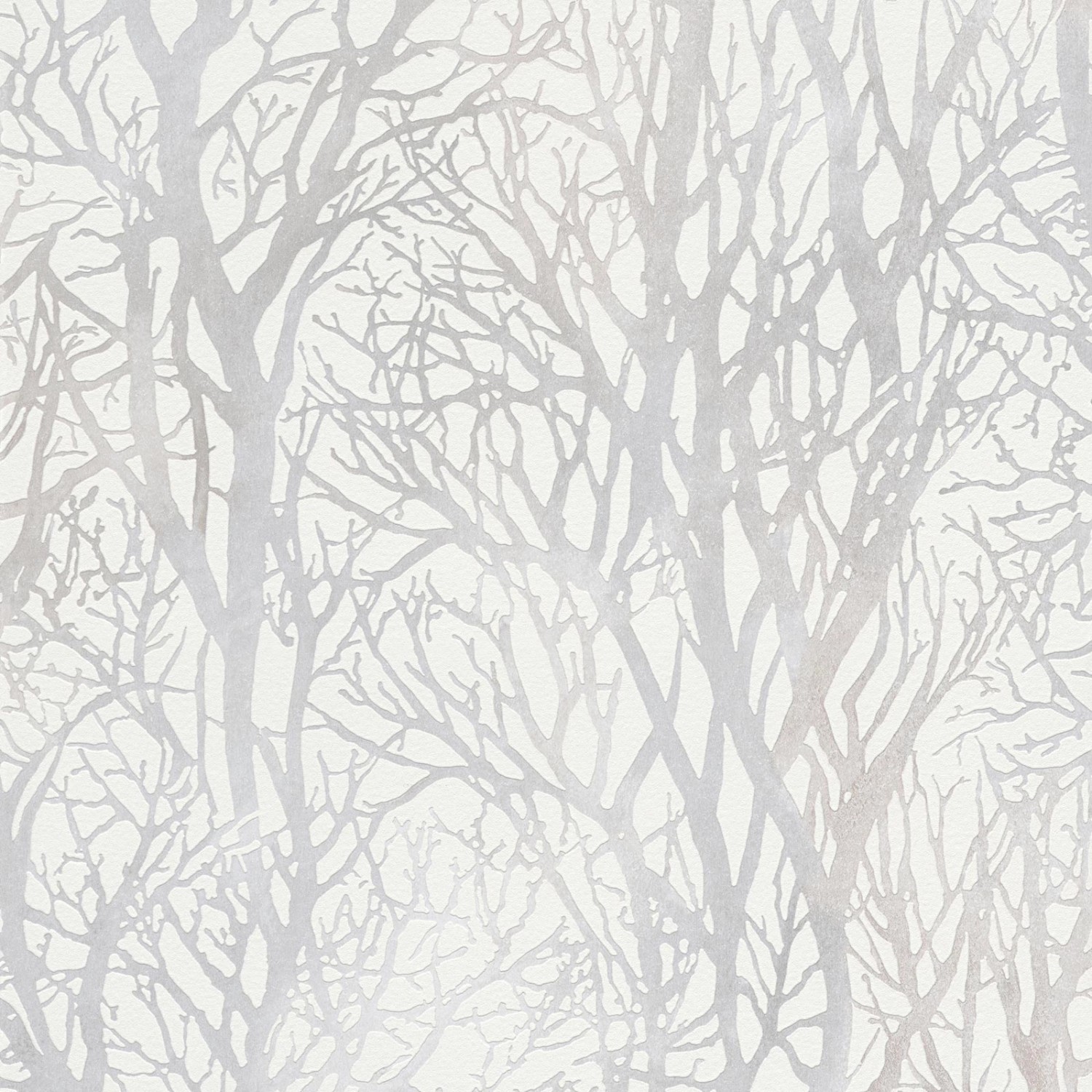Bricoflor Bäume Tapete Weiß Grau Moderne Vlies Baumtapete für Esszimmer und Schlafzimmer Wald Vliestapete mit Silber Bau