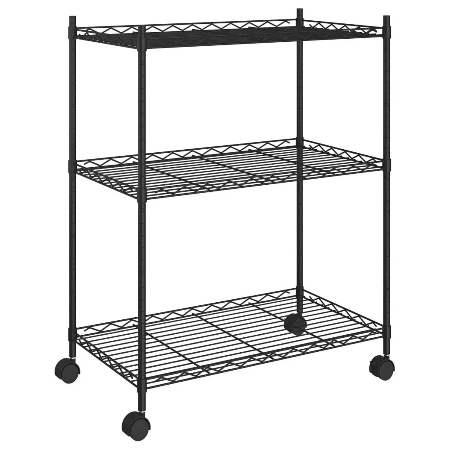 vidaXL Lagerregal mit 3 Böden und Rollen 60x35x81 cm Schwarz 150 kg 324626