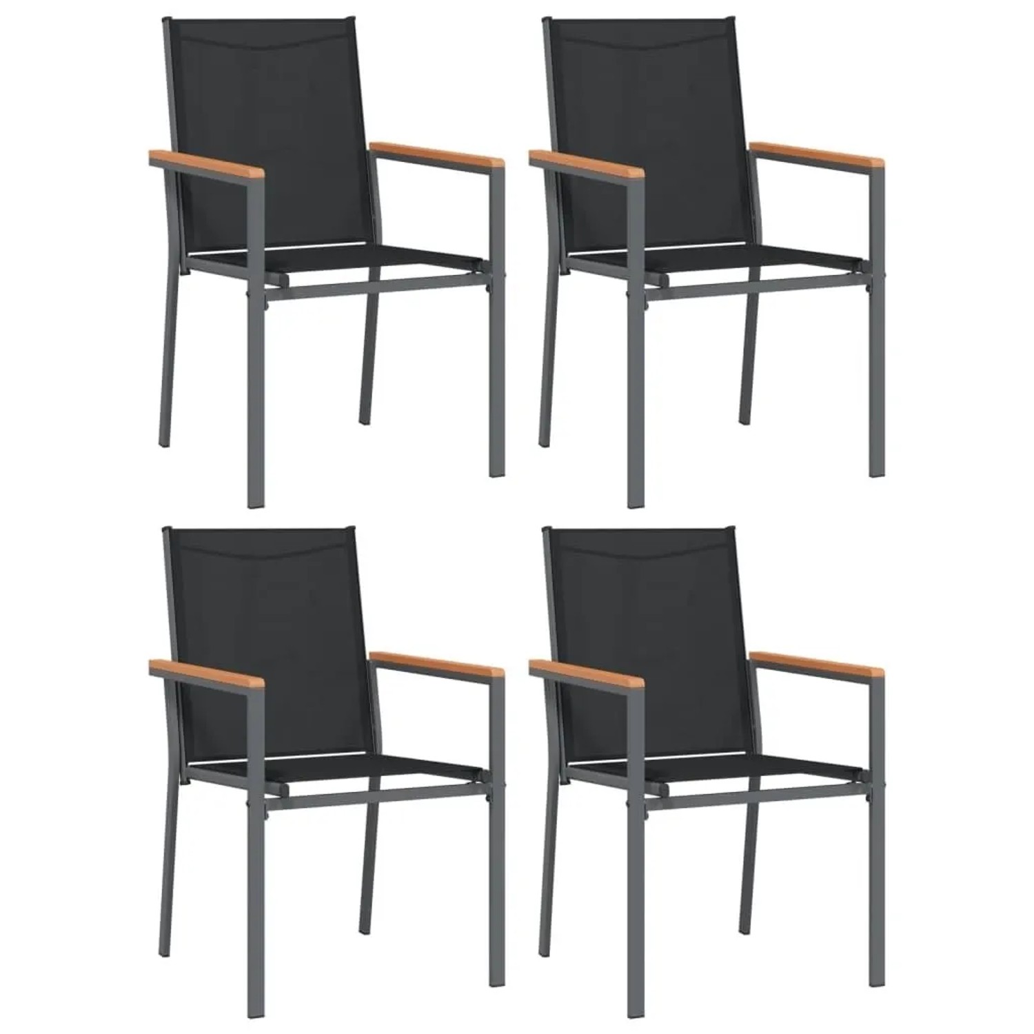 Furnicato Gartenstühle 4 Stk Schwarz 55x615x90 Cm Textilene Und Stahl