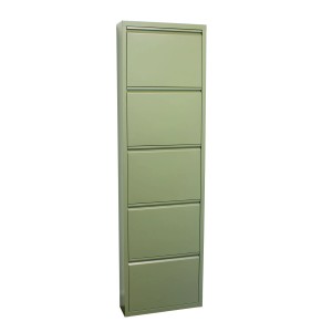Ebuy24 Pisa Schuhschrank, Metall Grün, 5 Klappen. Schuhkommode fertig montiert.