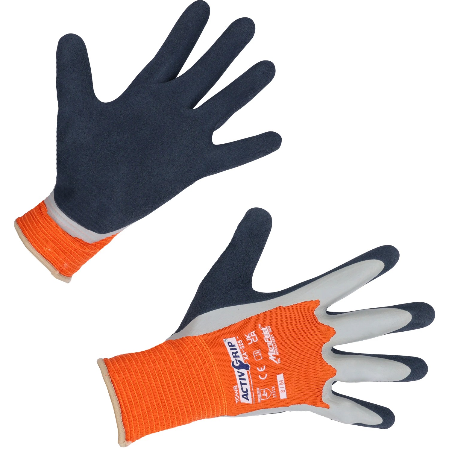 LUX Arbeitshandschuhe Super Grip Gr. 10, blau/orange, mit Nitril-Beschichtung für sicheren Halt.