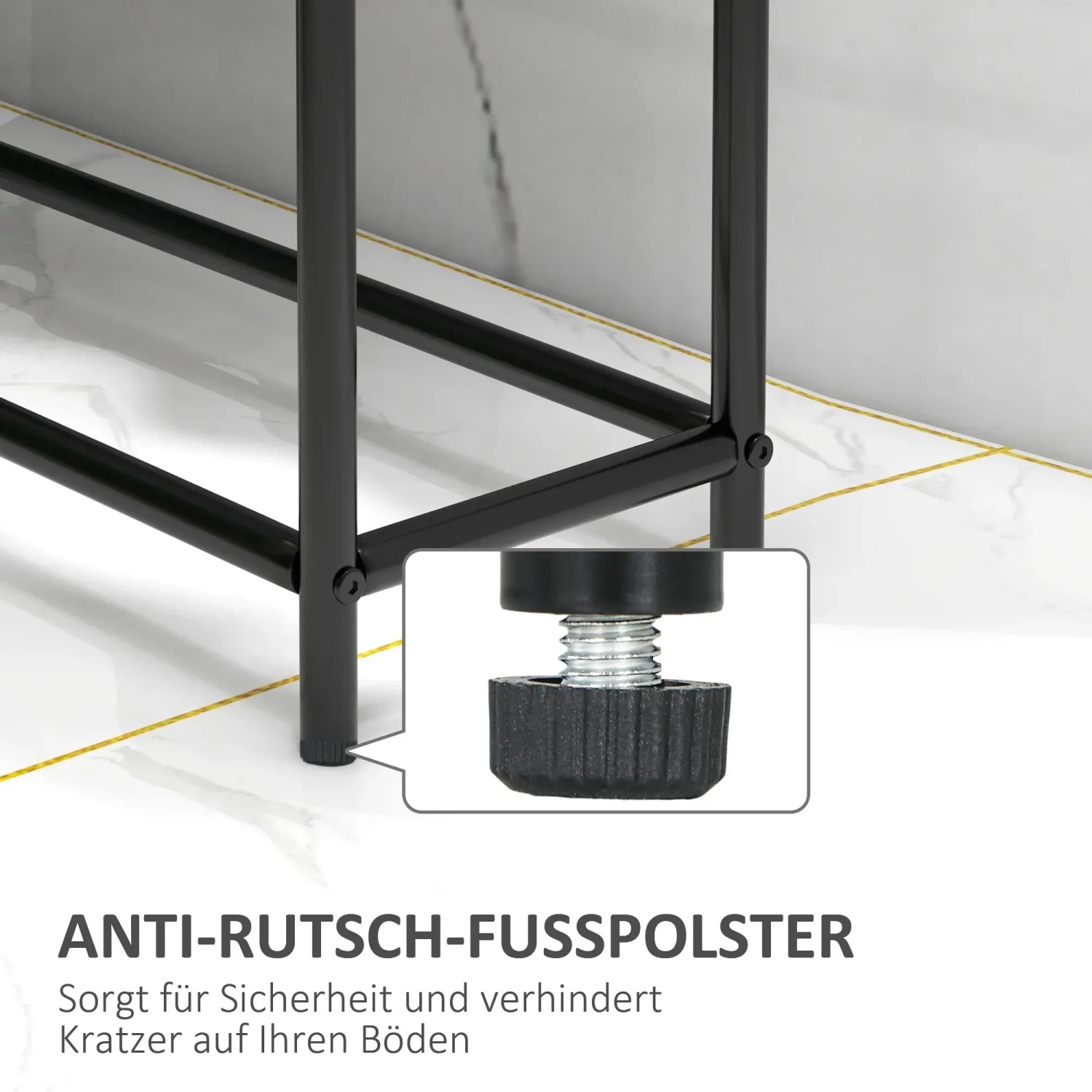 Detailaufnahme: Schwarzer HOMCOM Handtuchhalter mit Anti-Rutsch-Fuß für sicheren Stand.