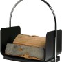 Lienbacher Holzkorb, schwarz beschichtet, mit Chrombügel für Kaminholz & Ofenzubehör.