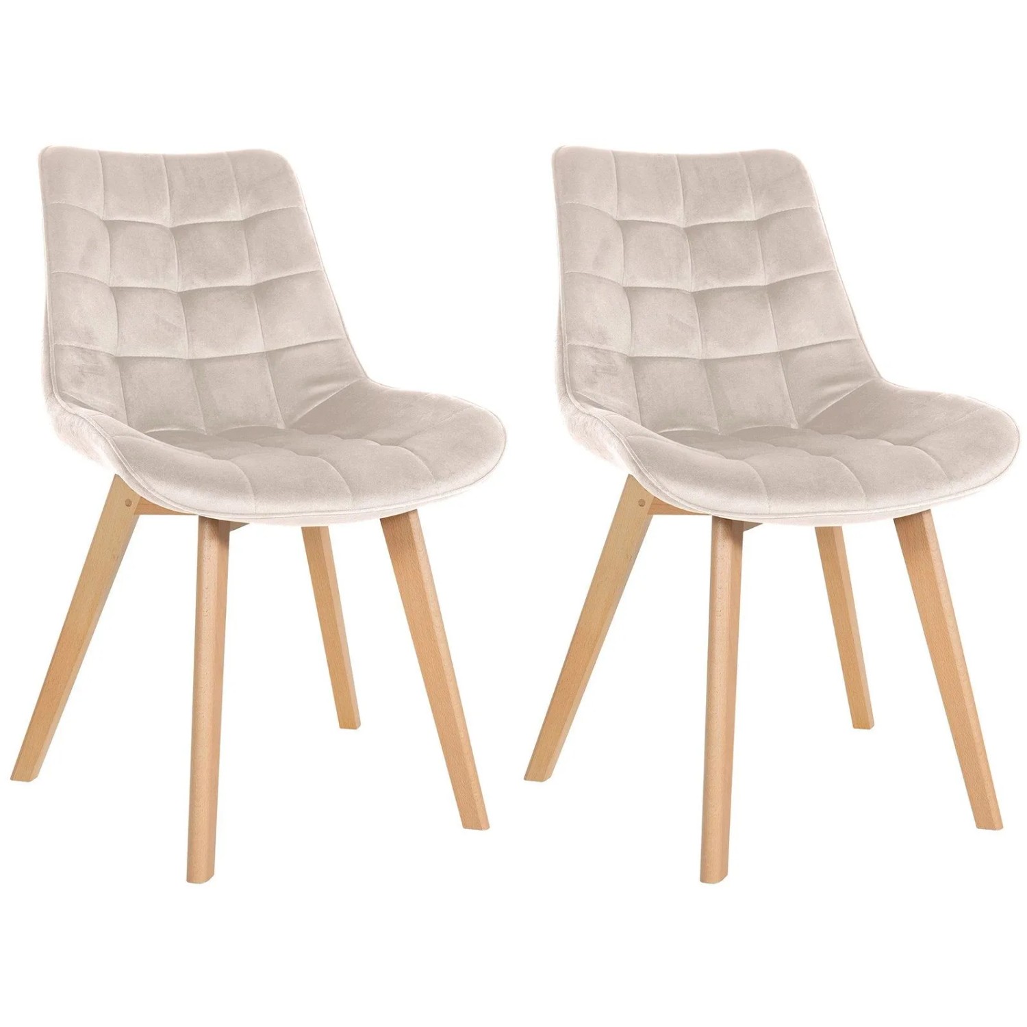CLP 2er Set Stühle Brook Samt Creme