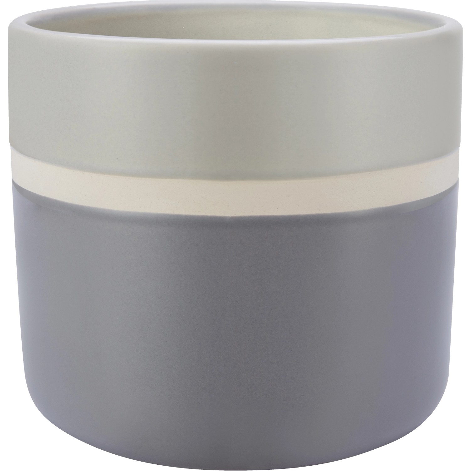 Pflanztopf Keramik Grau-Weiß Gestreift Glänzend Ø 13,7 x 12,4 cm günstig online kaufen