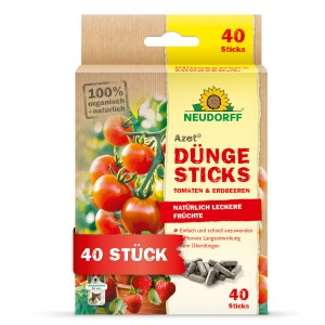Neudorff Azet Düngesticks für Tomaten und Erdbeeren, 40 Stück. Organischer Tomatendünger für reiche Ernte.