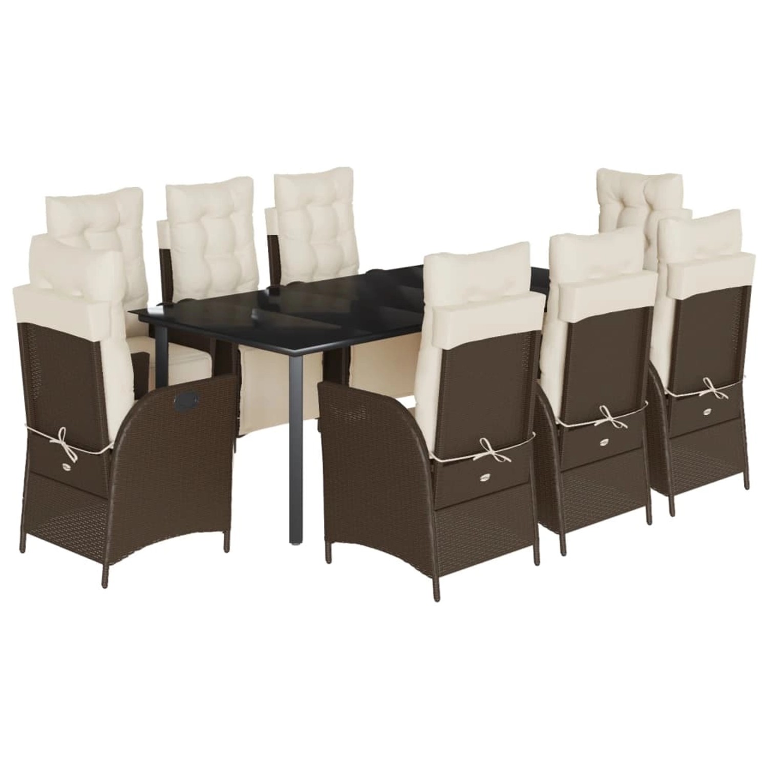 vidaXL 9-Tlg Garten-Essgruppe mit Kissen Braun Poly Rattan 3213419 günstig online kaufen