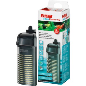 Eheim aquaCorner 60 Eck-Innenfilter für Aquarien bis 60 Liter, mit Filtermedien und Dosierkammer.