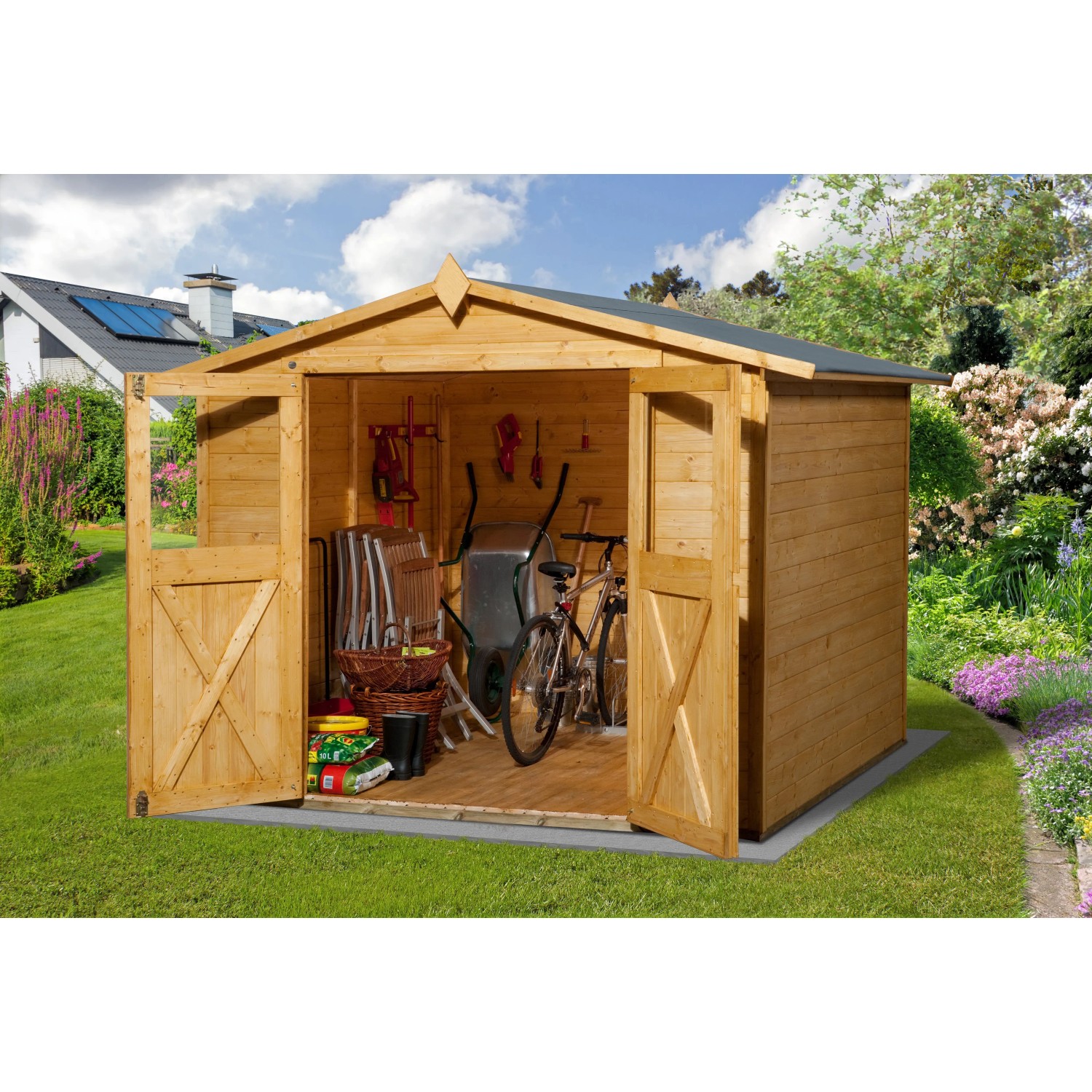 Weka Holz-Gartenhaus Parma C Eiche hell 254 cm x 148 cm