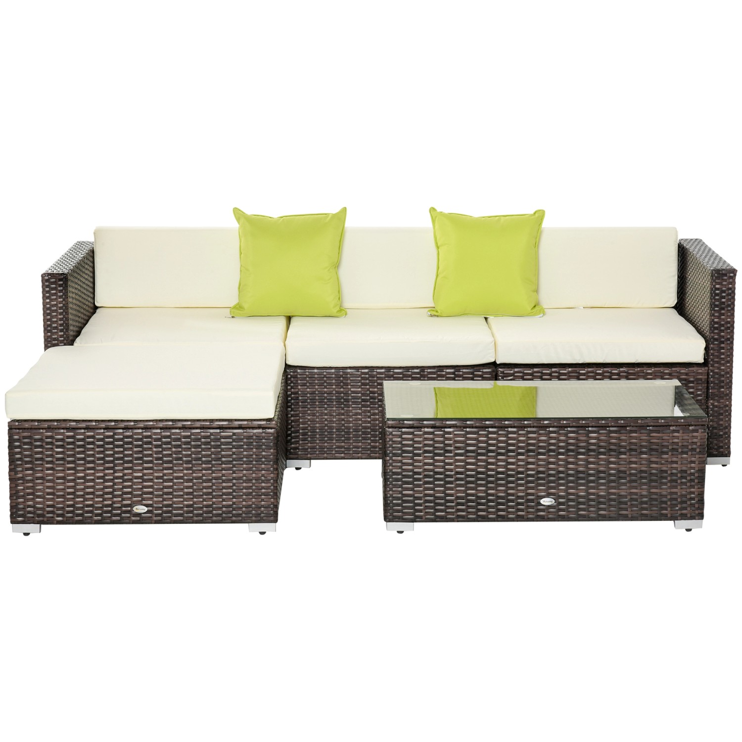 Outsunny Gartenmöbel Set Metall PE-Rattan Polyester Braun 75L x 67B x 64H c günstig online kaufen