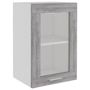 Hängeschrank in Grau Sonoma mit Glastür, 40x31x60 cm, für die Küche.