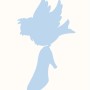 Komar Wandbild Cinderella Bird (50x70 cm): Märchenhaftes Bild mit Vogel auf Schuh, hellblau.