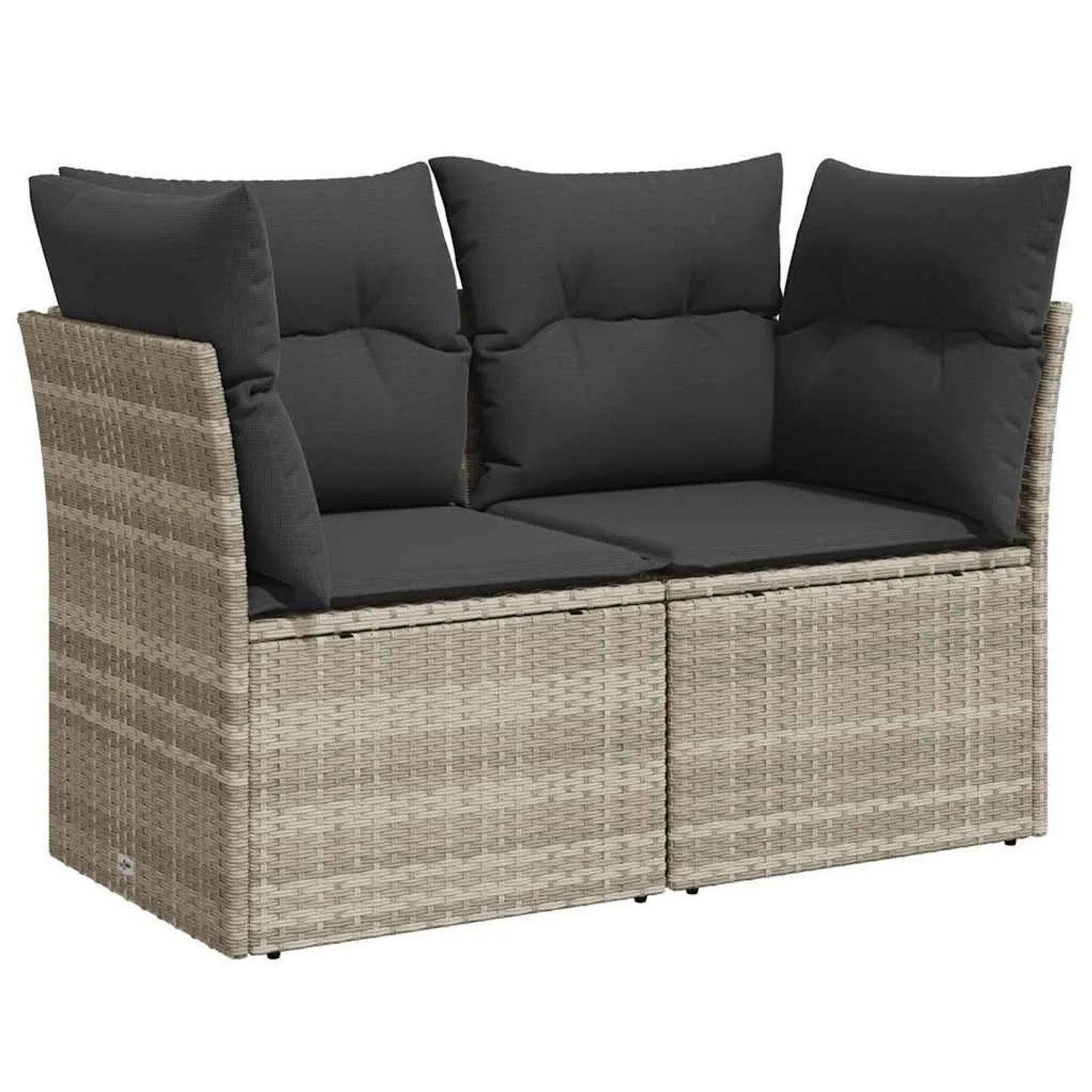 vidaXL Gartensofa mit Kissen 2-Sitzer Hellgrau Poly Rattan 366192