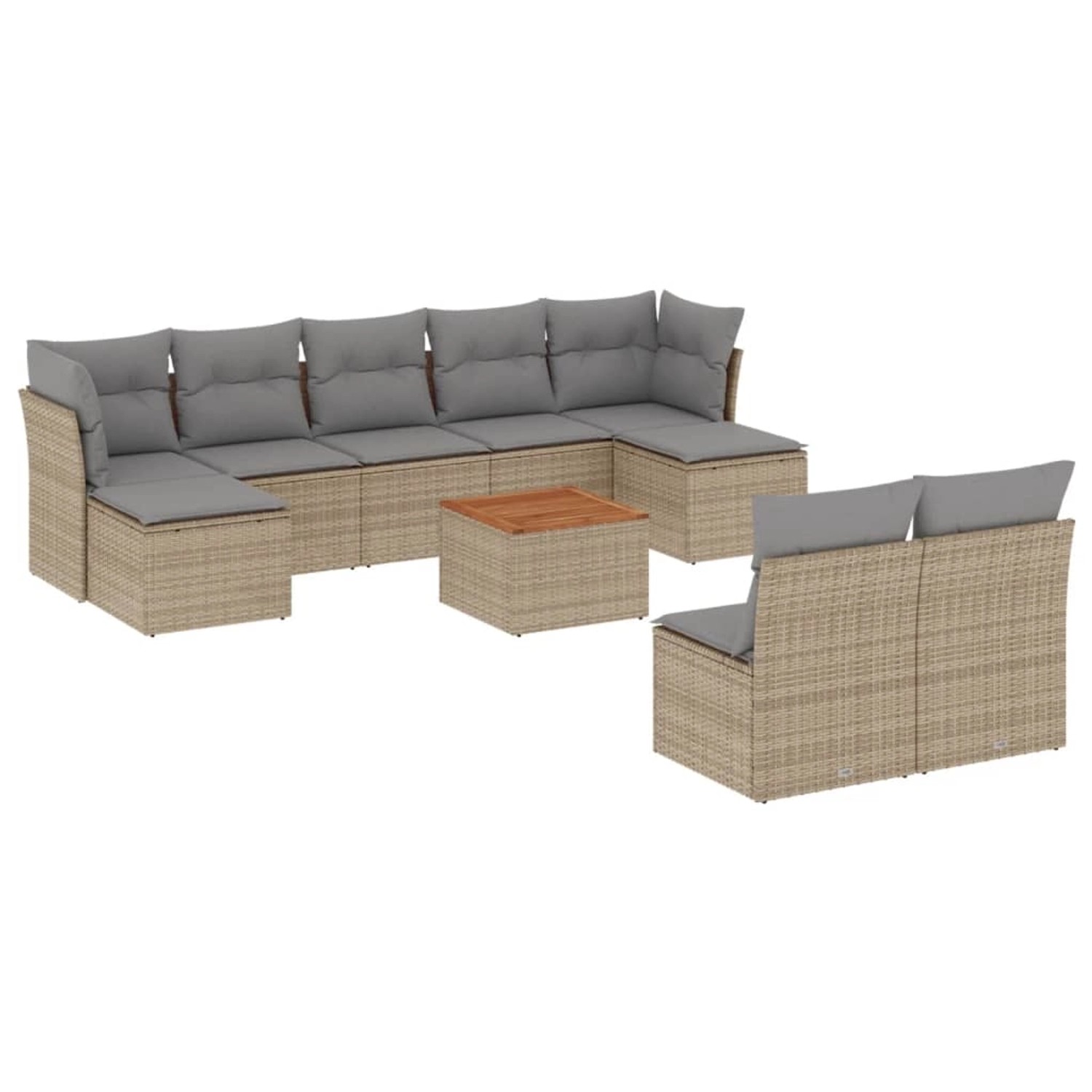 Thumbnail - vidaXL 10-Tlg Garten-Sofagarnitur mit Kissen Beige Poly Rattan 3223861