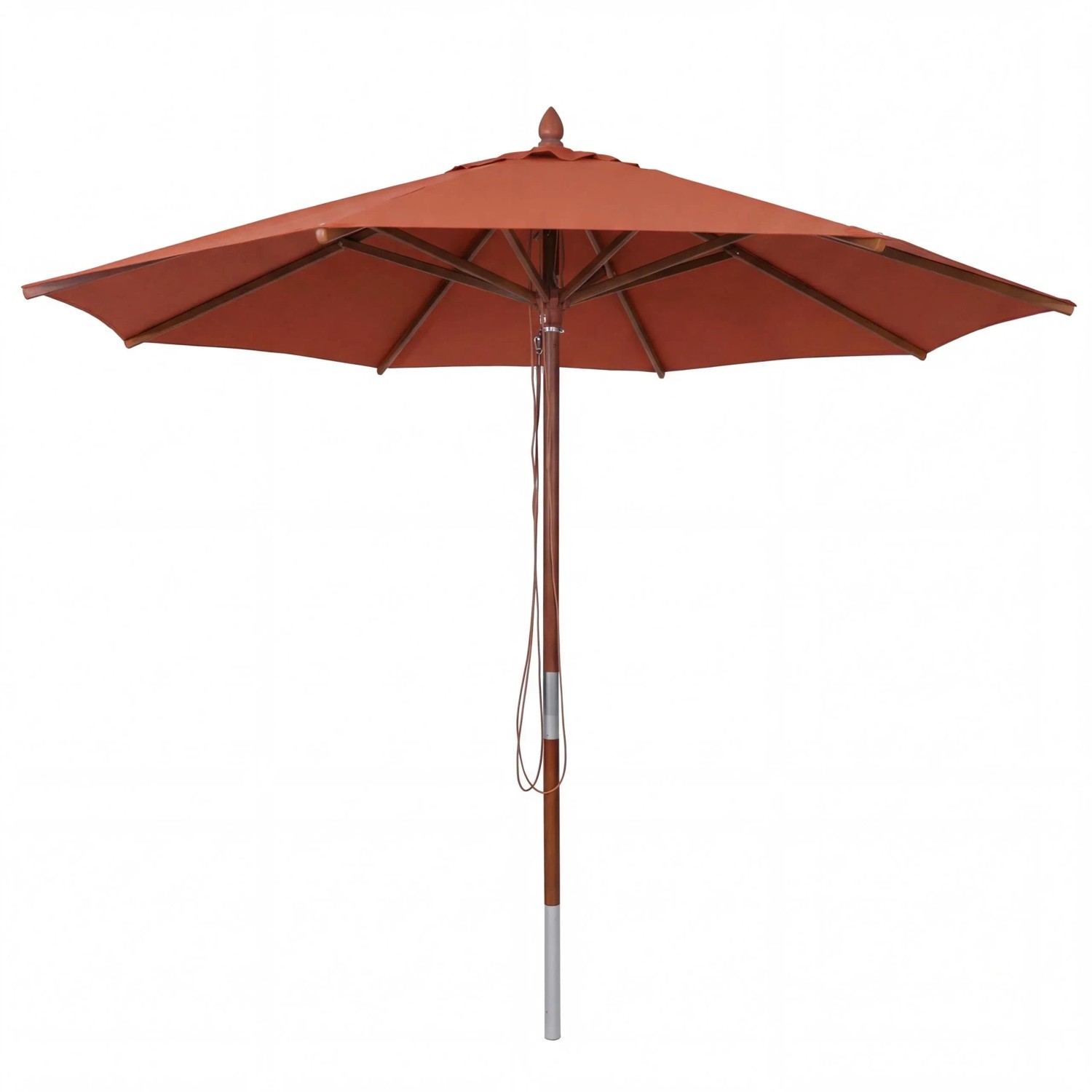 MCW Gastronomie Holz-Sonnenschirm C57b Rund Seilzug Stoßsicher Terrakotta