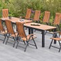 Merxx Athos 11-tlg. Gartenmöbel-Set mit Ausziehtisch (180/360x100cm) und Klappsesseln aus Akazienholz.