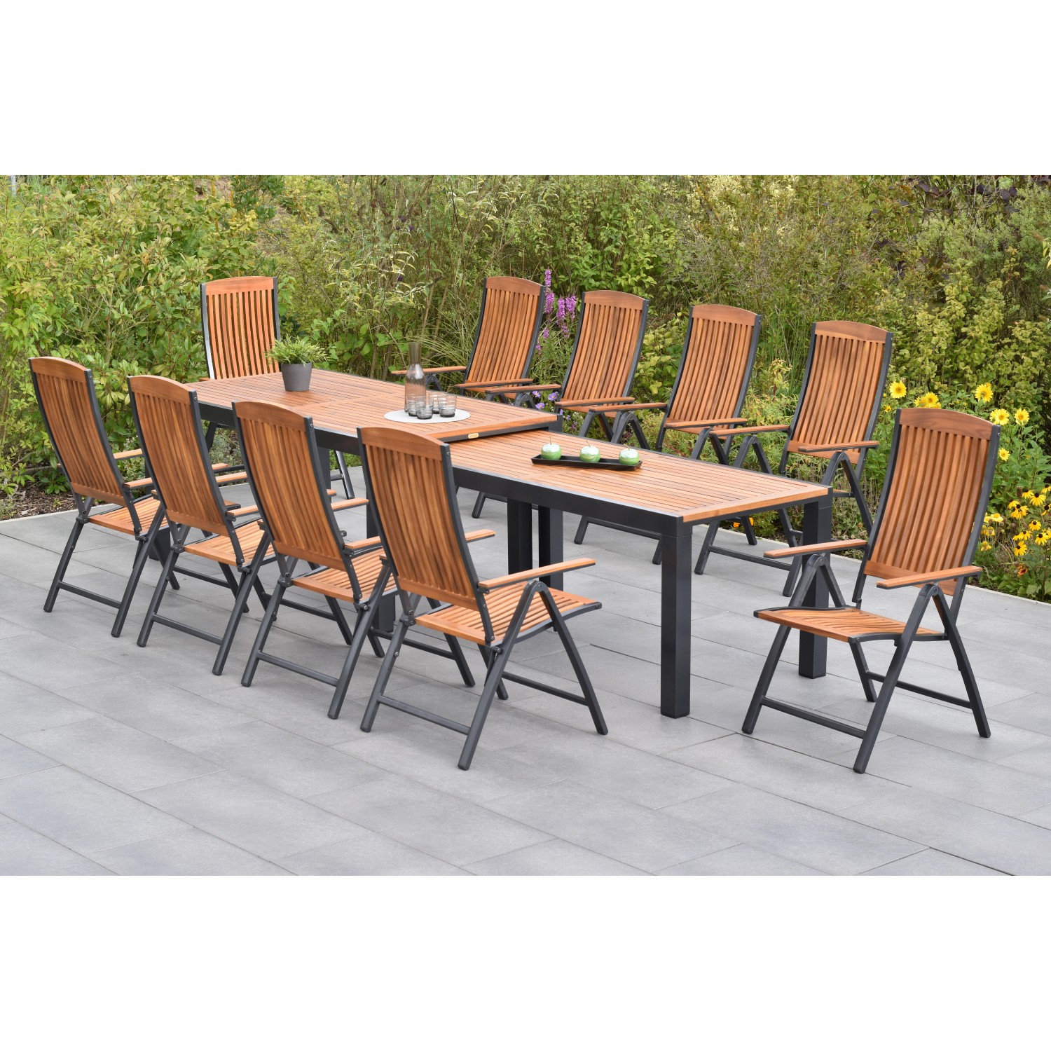 Merxx Athos Set 11-tlg. mit Flex-Gartentisch Ausziehbar 180/360 x 100 cm günstig online kaufen