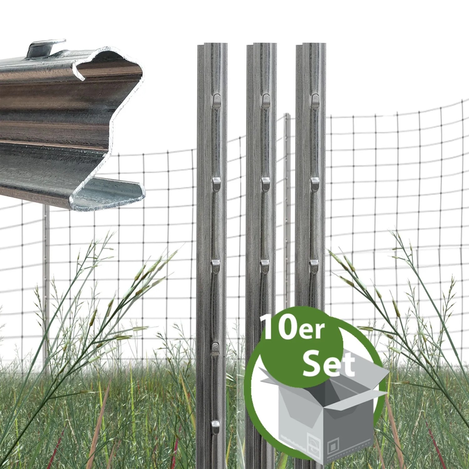 TRUTZHOLM Z Profil Zaunpfosten 230cm Feuerverzinkt 10x Zaunpfähle mit Haken günstig online kaufen