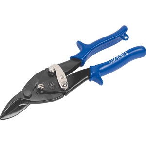 LUX Blechschere Classic, 240 mm, rechtsschneidend mit blauem Griff.