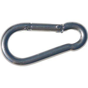 Karabinerhaken aus Edelstahl A4, 10 mm Durchmesser, für Sonnensegel Befestigung.