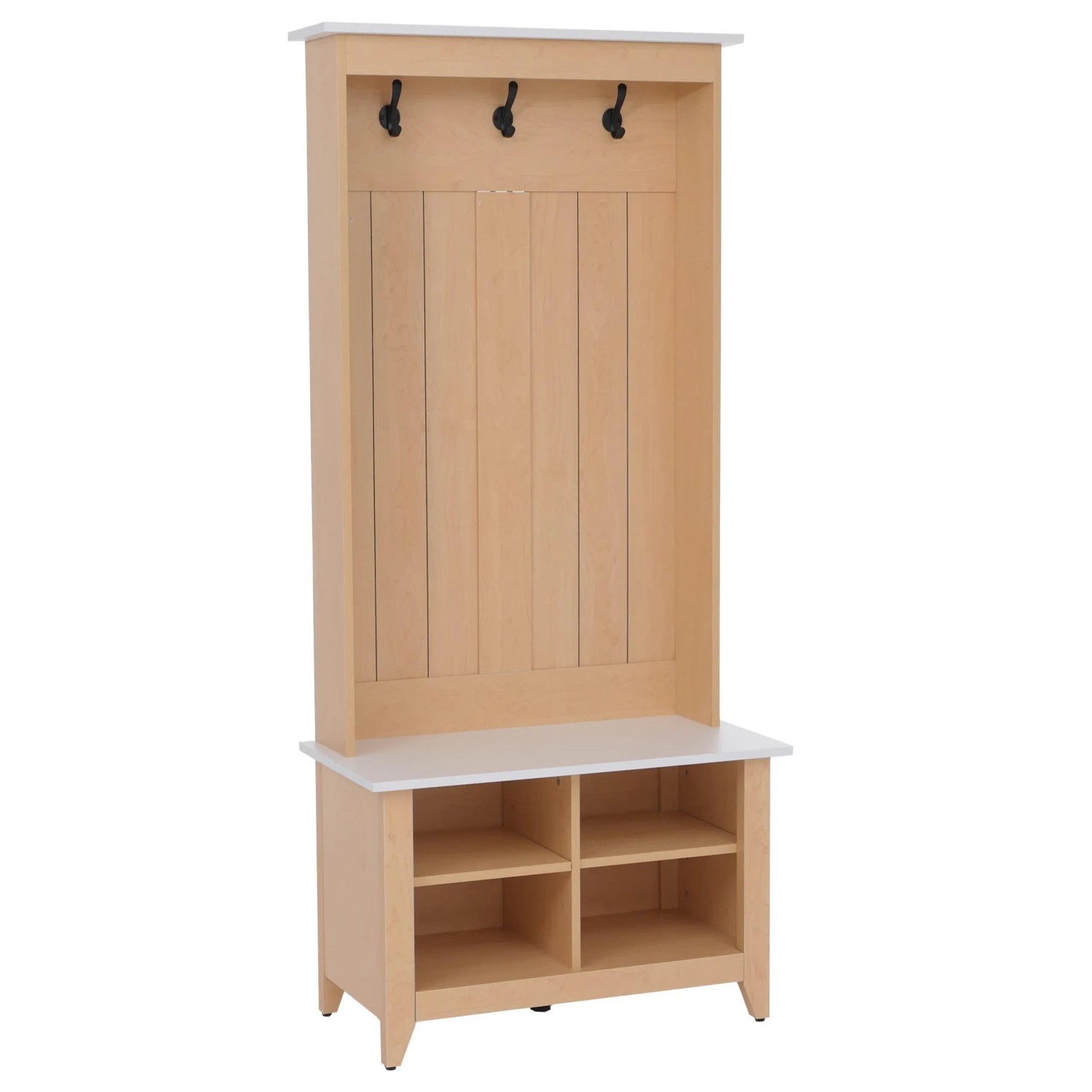 Mcw Garderobe P28 3 Haken 4 Staufächer Melamin 170x76x39cm Natur Weiß