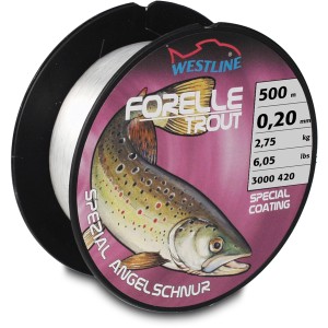 Westline Forelle Zielfischschnur, 0,20 mm, 500 m, klar. Angelschnur für Forellen.