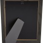 Schwarzer Holz-Bilderrahmen (10x15 cm) mit Aufsteller und Wandhalterung.