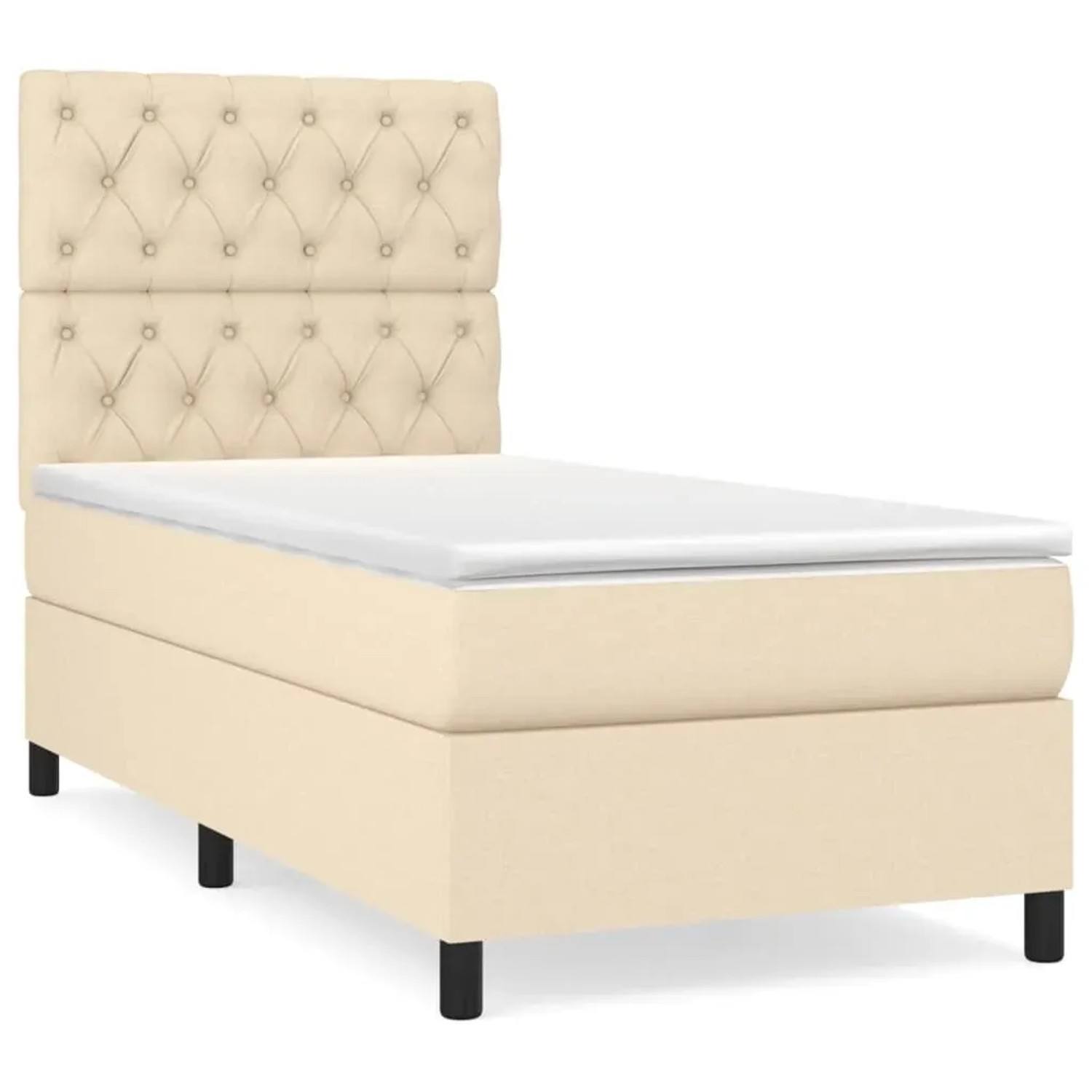 vidaXL Boxspringbett mit Matratze Creme 80x200 cm Stoff 3141974