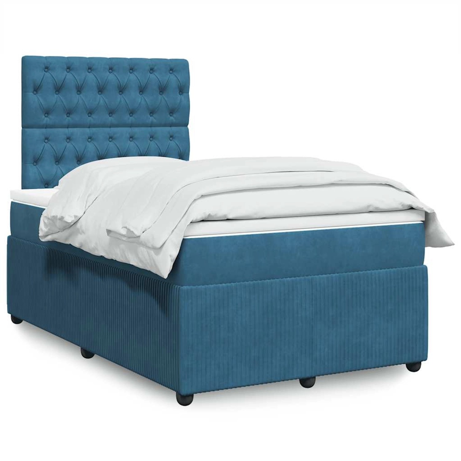 vidaXL Boxspringbett mit Matratze Blau 120x200 cm Samt 3294620 günstig online kaufen