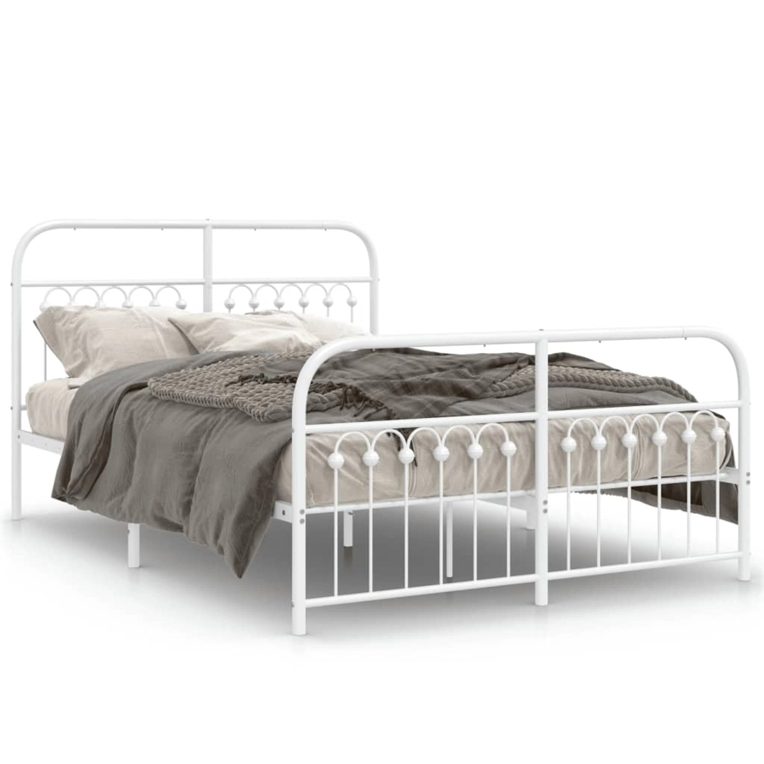 vidaXL Bettgestell mit Kopf- und Fußteil Metall Weiß 137x190 cm 376666 günstig online kaufen