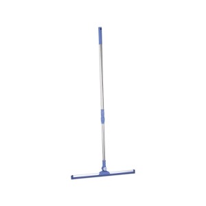 Relaxdays Wasserschieber Edelstahl Kunststoff Silber Blau Teleskopstiel Stufenlos Verstellbar 135 cm x 52 cm x 3,5 cm 350 g