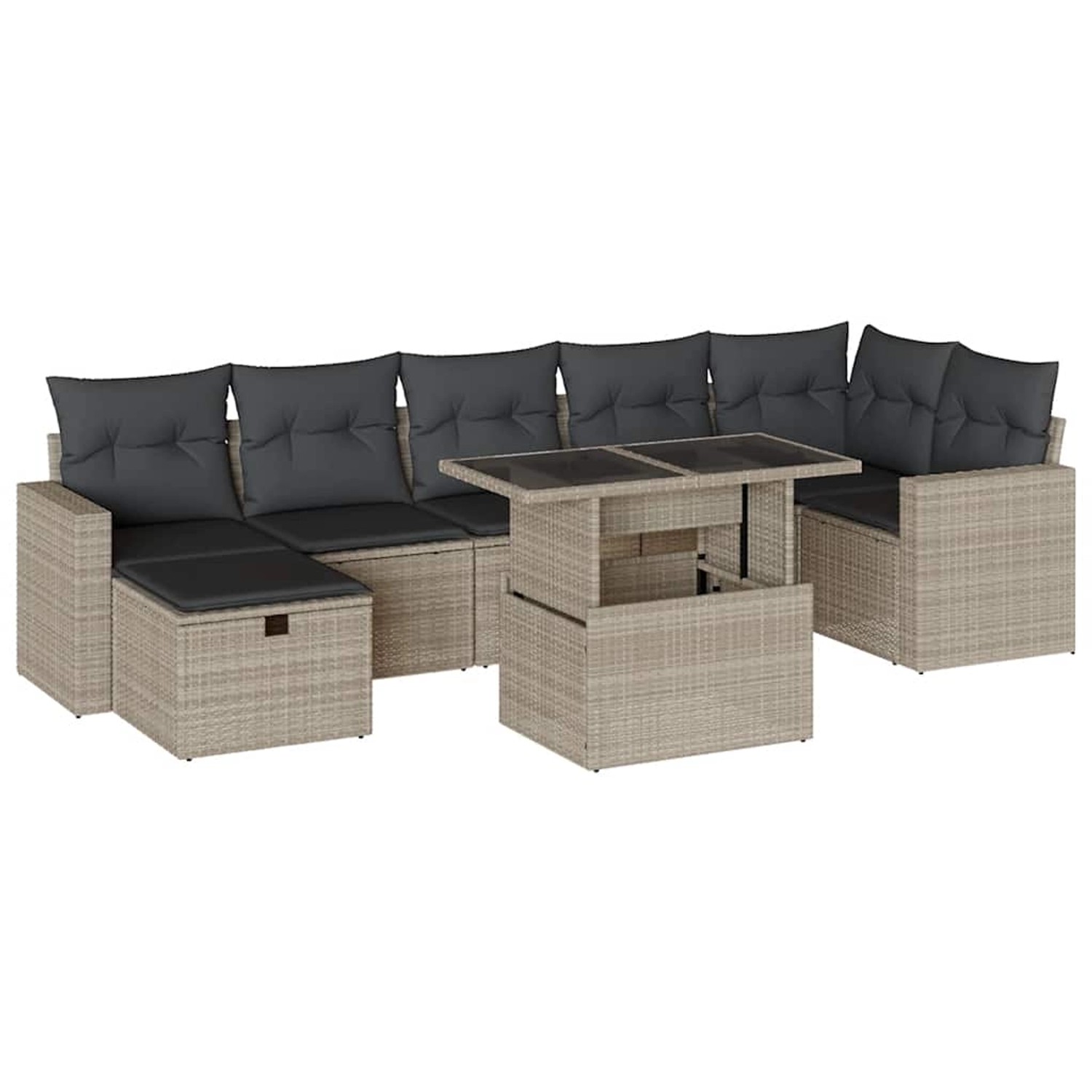 vidaXL 8-Tlg Garten-Sofagarnitur mit Kissen Hellgrau Poly Rattan 3274832 günstig online kaufen