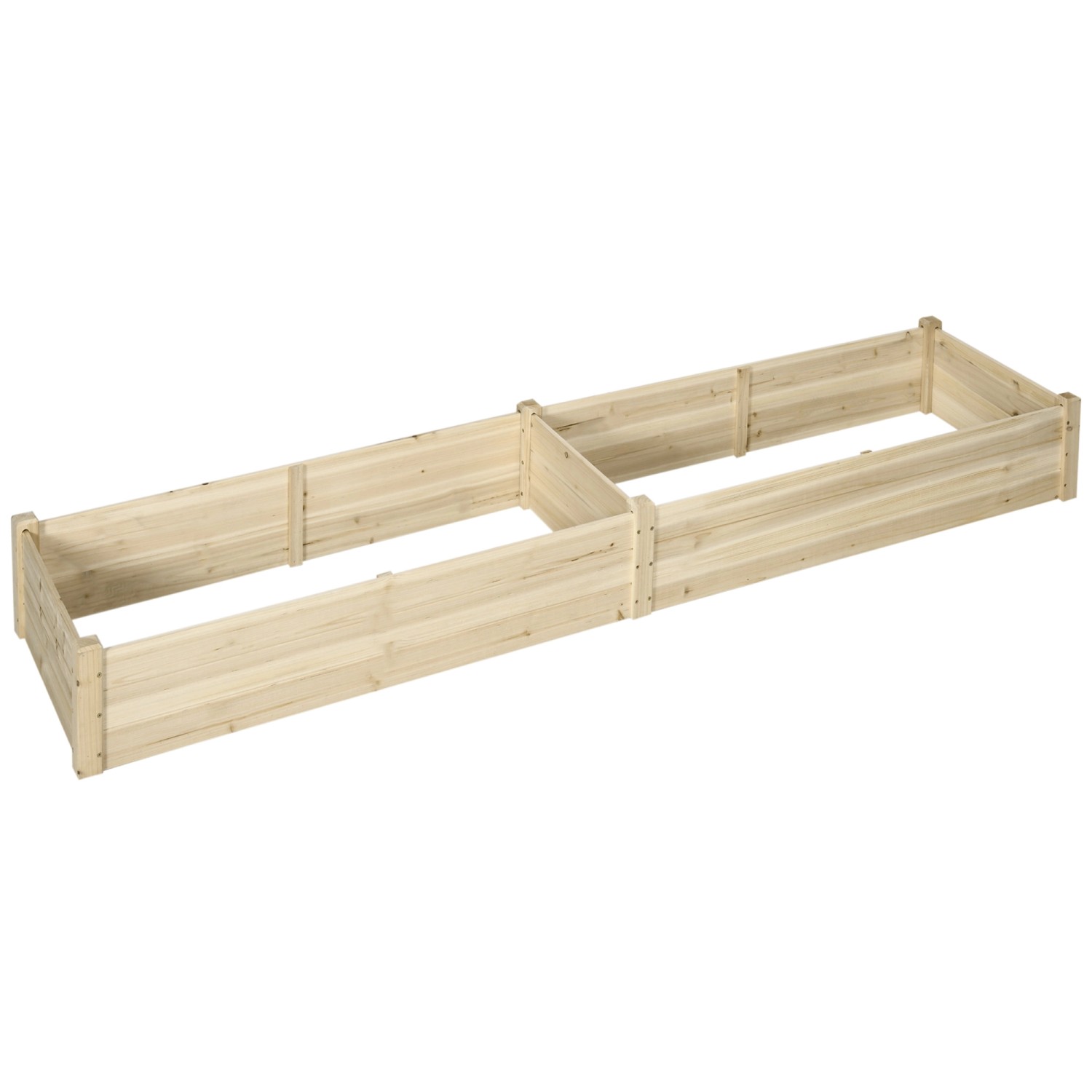 Outsunny Blumenkasten 2 Pflanzbereiche Tannenholz 244L x 61 5B x 27H cm Nat günstig online kaufen