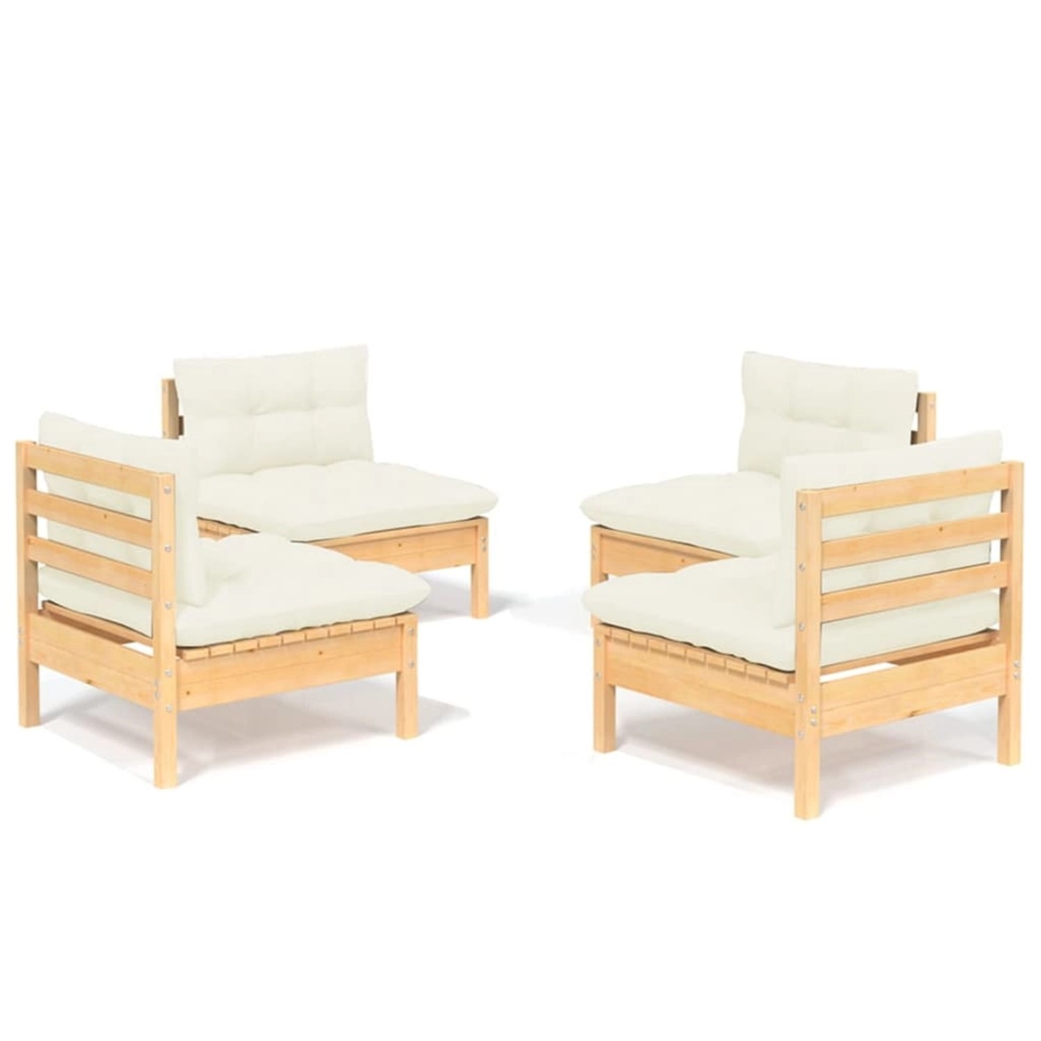 vidaXL 4-tlg Garten-Lounge-Set mit Creme Kissen Kiefernholz Modell 1