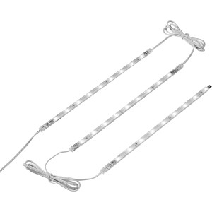 3er-Set weiße LED-Lichtleisten zur Unterbaumontage, inklusive Kabel und Trafo.