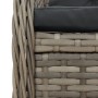 Detailaufnahme: Graue vidaXL Garten-Essgruppe aus Rattan mit dunklen Kissen.