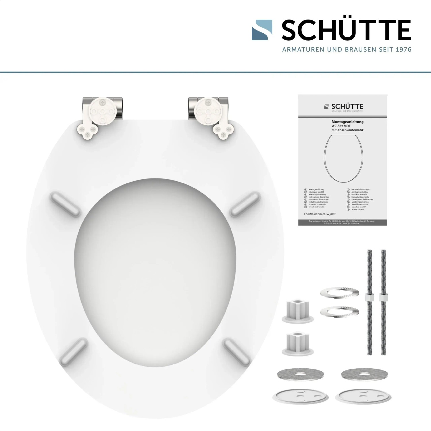 Schütte WC-Sitz Spirit White MDF mit Absenkautomatik und Zubehör.
