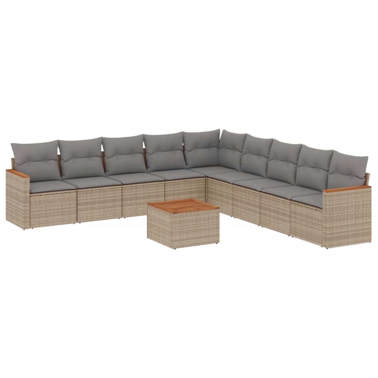 vidaXL 10-Tlg Garten-Sofagarnitur mit Kissen Beige Poly Rattan 3226066
