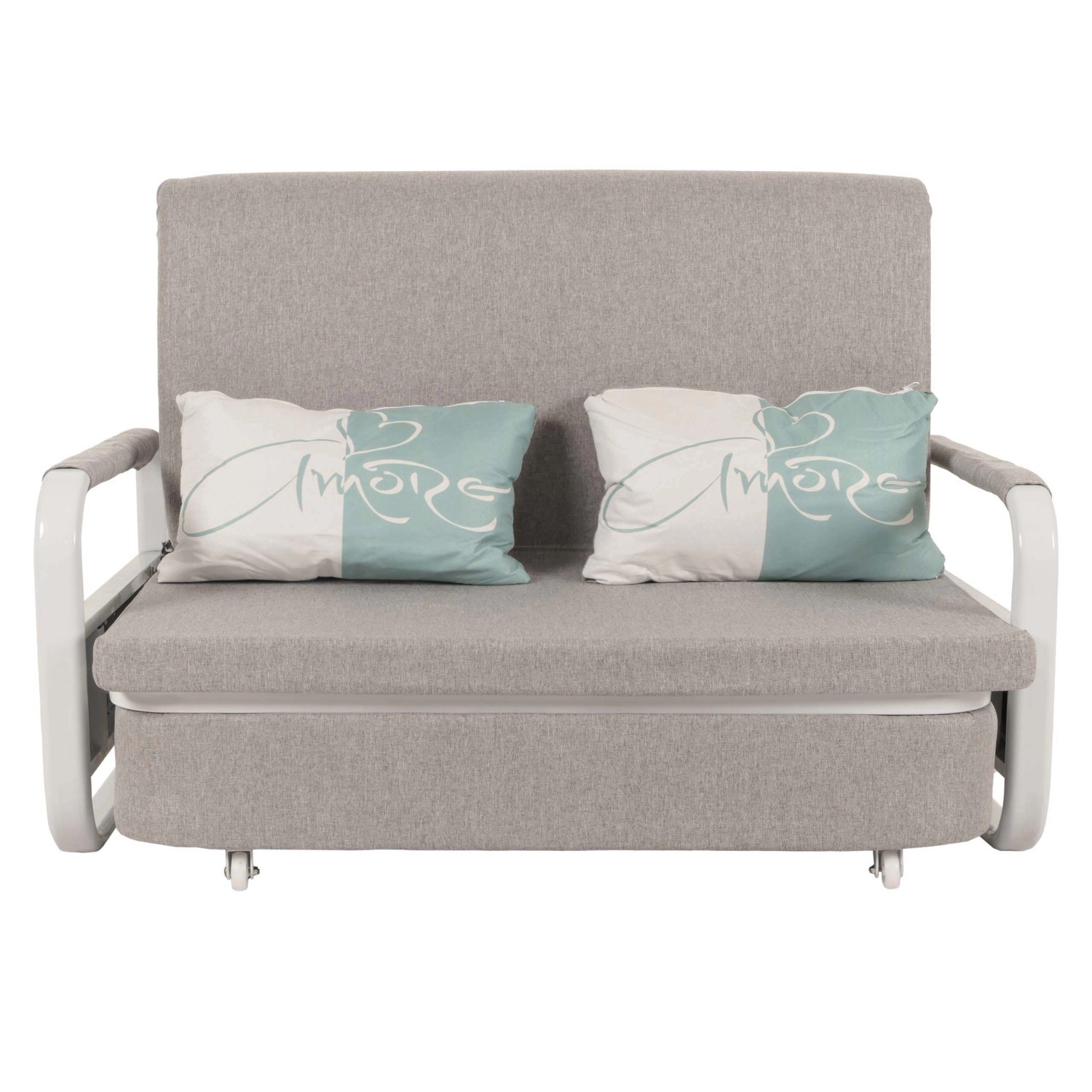 MCW Schlafsofa M83 Stoff/Textil Hellgrau 130x185cm günstig online kaufen