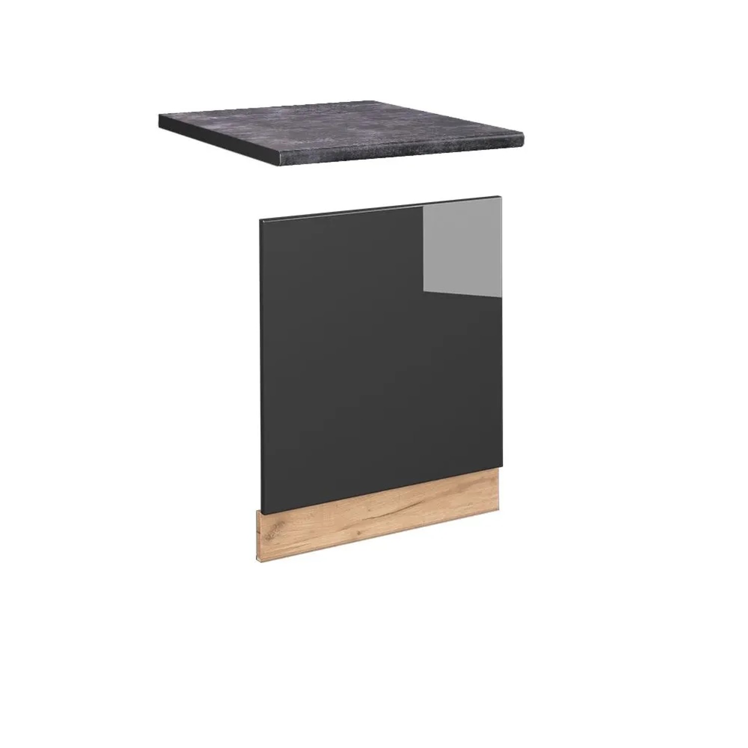 Vicco Frontblende Fame-Line Anthrazit Hochglanz Goldkraft Eiche 60 cm AP Anthrazit